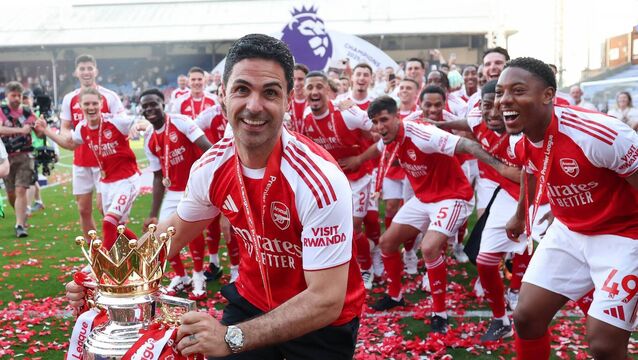 <p>ON A ROLL? Mikel Arteta and Arsenal win the Premier League in May</p>