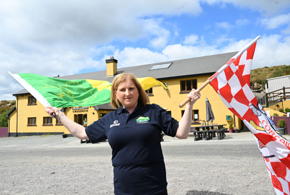 Eileen Creedon with both the Kerry and Cork flags flying. Picture: Larry Cummins Eileen Creedon with both the Kerry and Cork flags flying. Picture: Larry Cummins