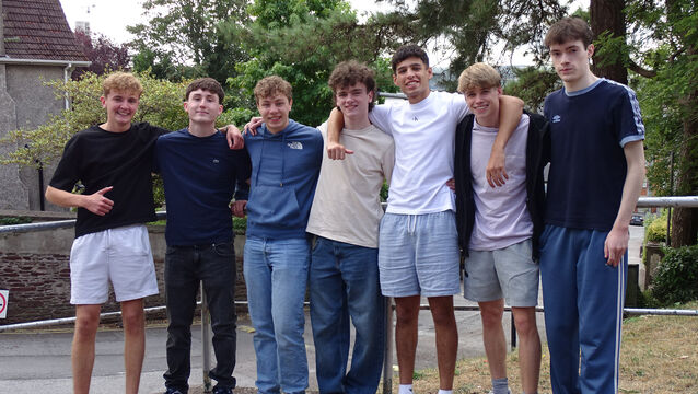 <p>Peter Creagh, Alessandro Siynardi, Luke MacMullan, Seán McSweeney, Aaron Sidhu, Ethan Wyse and Daniel Fitzsimons, students at Christian Brothers College (CBC), Cork, celebrate their Leaving Cert results. Eight CBC students achieved the maximum 625 points, with one of the eight, Guan Lin, not pictured. Picture: Christian Brothers College in Cork</p> <p>Peter Creagh, Alessandro Siynardi, Luke MacMullan, Seán McSweeney, Aaron Sidhu, Ethan Wyse and Daniel Fitzsimons, students at Christian Brothers College (CBC), Cork, celebrate their Leaving Cert results. Eight CBC students achieved the maximum 625 points, with one of the eight, Guan Lin, not pictured. Picture: Christian Brothers College in Cork</p>