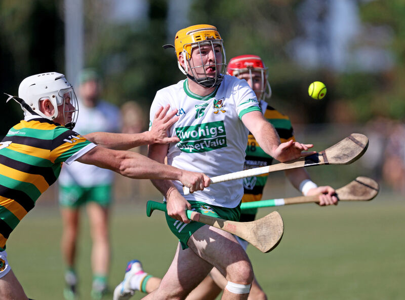 Adam Lynch, Glen Rovers, tackles Liam O'Keeffe, Kanturk. Picture: Jim Coughlan.
