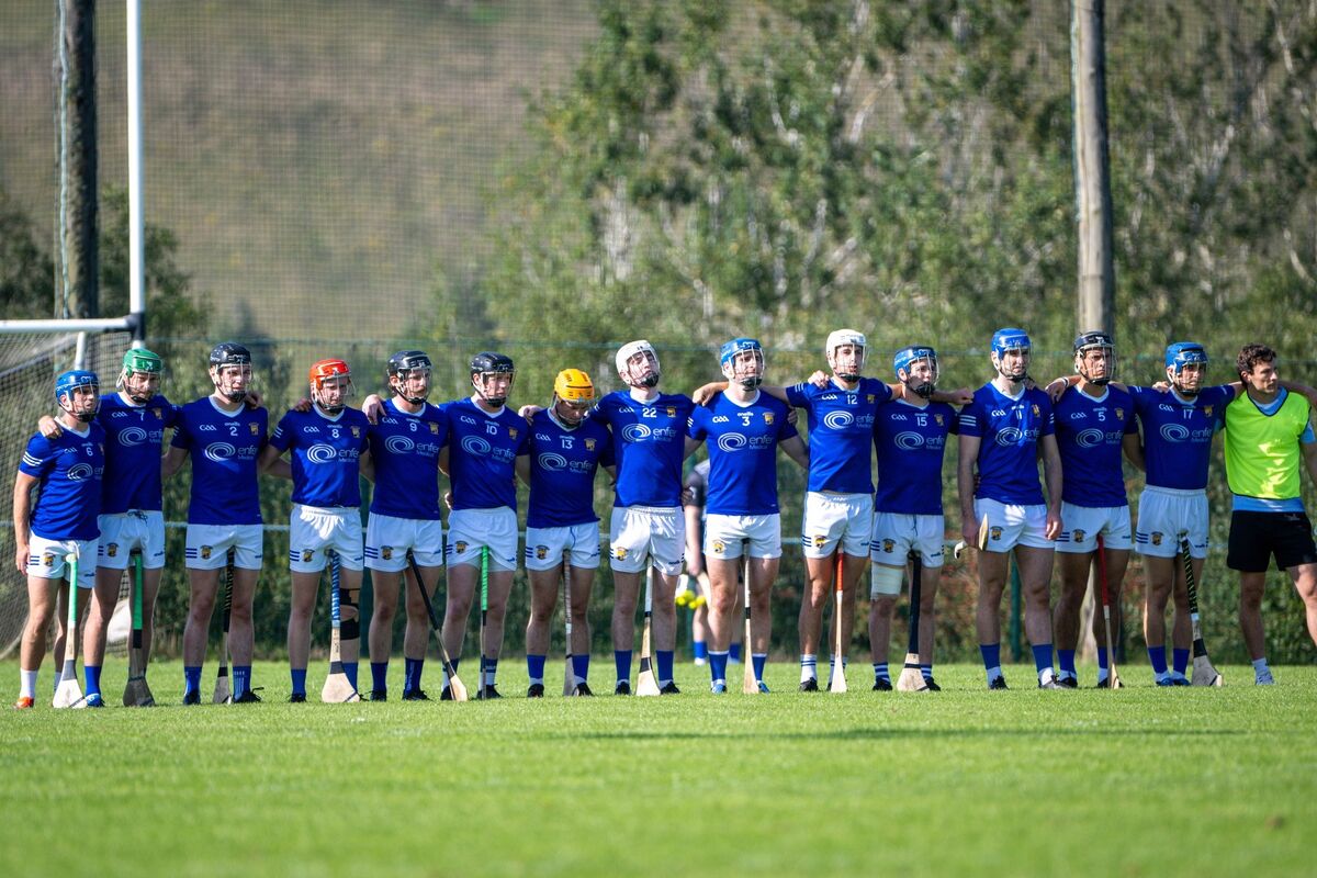 Ballinhassig’s players stand to attention for Amhrán na bhFiann ahead of their SAHC clash with Inniscarra. Picture: Chani Anderson Ballinhassig’s players stand to attention for Amhrán na bhFiann ahead of their SAHC clash with Inniscarra. Picture: Chani Anderson