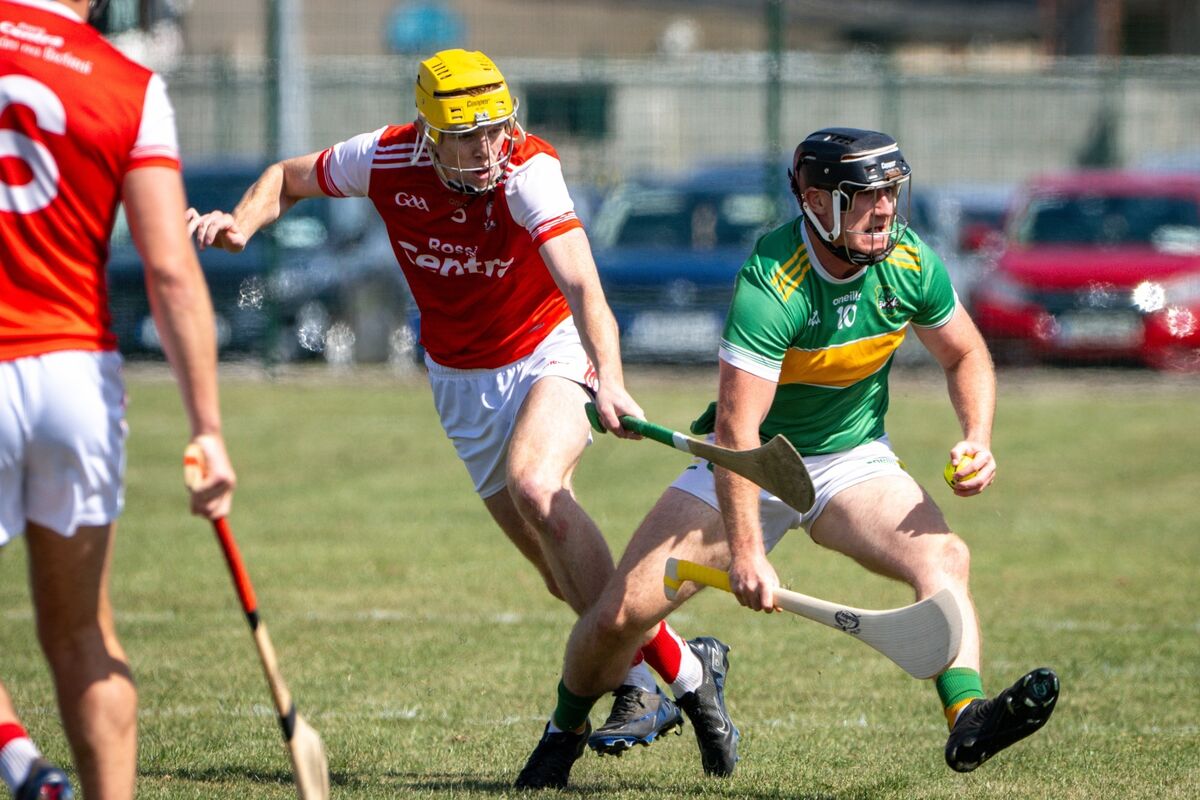 Castlelyons hurler Keith O’Leary evades a tackle from Watergrasshill’s Ryan Loftus. Picture: Chani Anderson