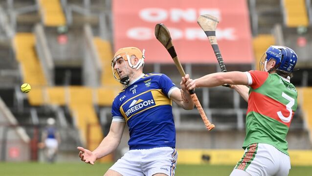 <p> Jack Twomey of Kilshannig (left) played a key role in their Co-op SuperStore Premier JHC win over Nemo Rangers. Picture: Larry Cummins</p>