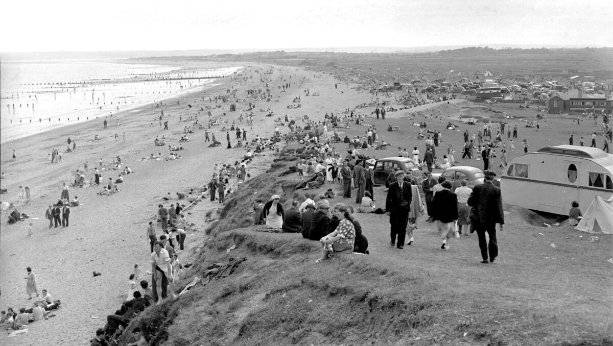 A packed beach at Youghal on August 2, 1953