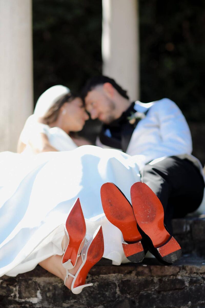The couple wore matching Christian Louboutin shoes on the day.