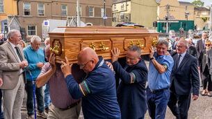 <p>The coffin of Cork hurling and football legend Jimmy Lynam being carried into the North Cathedral by family members for his funeral Mass yesterday. Picture: Noel Sweeney.</p> <p>The coffin of Cork hurling and football legend Jimmy Lynam being carried into the North Cathedral by family members for his funeral Mass yesterday. Picture: Noel Sweeney.</p>