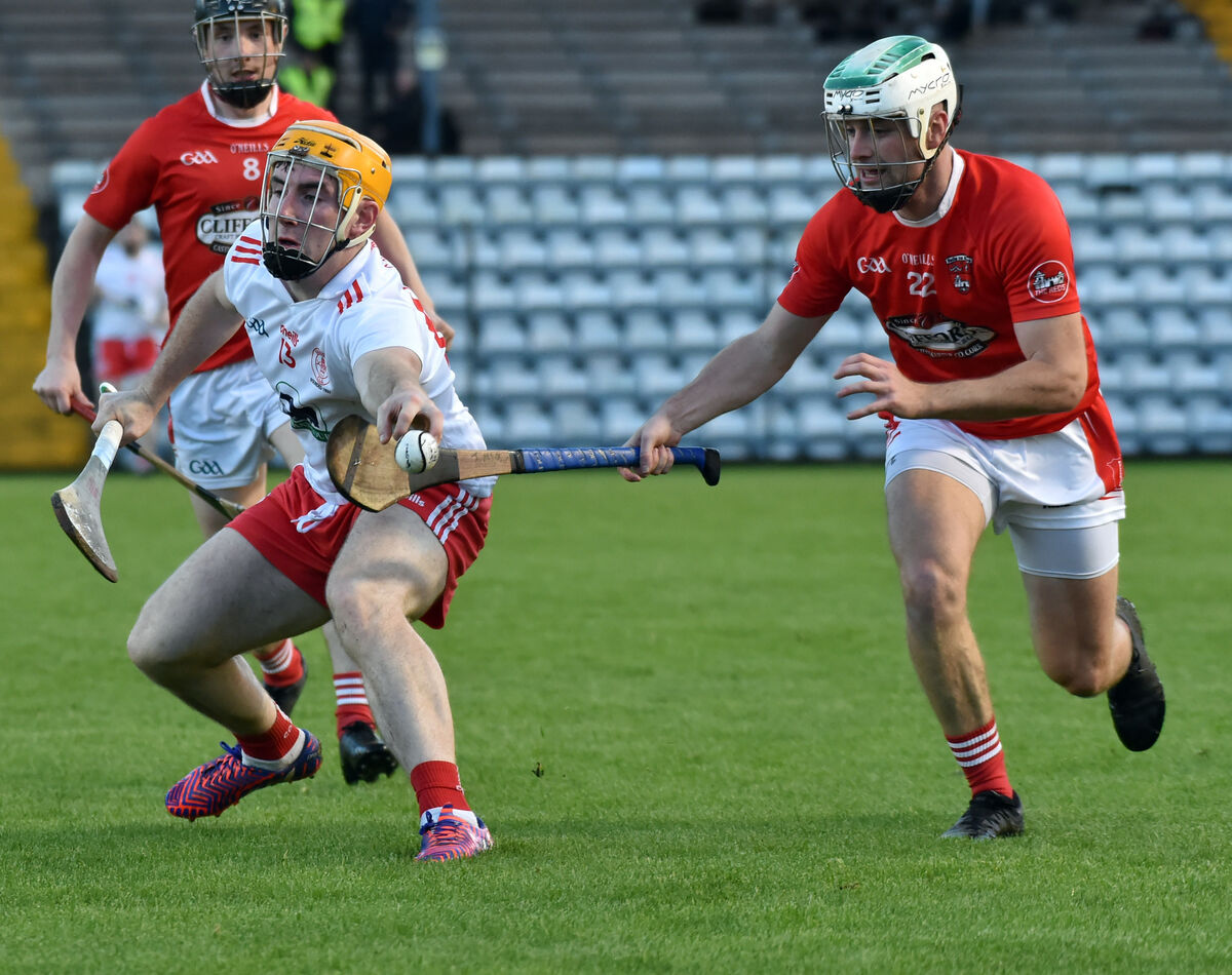 Imokilly's Jack McDonnell closes down Seandún's Blake Murphy in the sides' 2021 clash. Picture: Eddie O'Hare Imokilly's Jack McDonnell closes down Seandún's Blake Murphy in the sides' 2021 clash. Picture: Eddie O'Hare