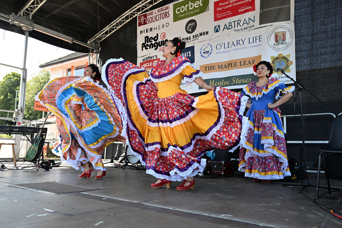  Mexican dancers from Amadie Anahuac performing at the Blackrock Village Festival on Saturday. Picture: Larry Cummins