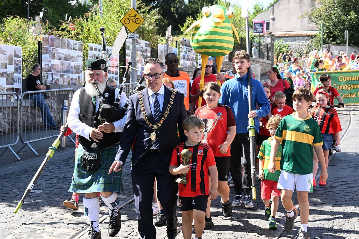  A piper along with Lord Mayor councillor Damian Boylan leading the parade at the Blackrock Village Festival. Picture: Larry Cummins