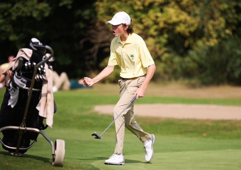 Justin Dennehy of Douglas Golf Club celebrates after hitting the winning putt. Picture: INPHO/Tom Maher Justin Dennehy of Douglas Golf Club celebrates after hitting the winning putt. Picture: INPHO/Tom Maher
