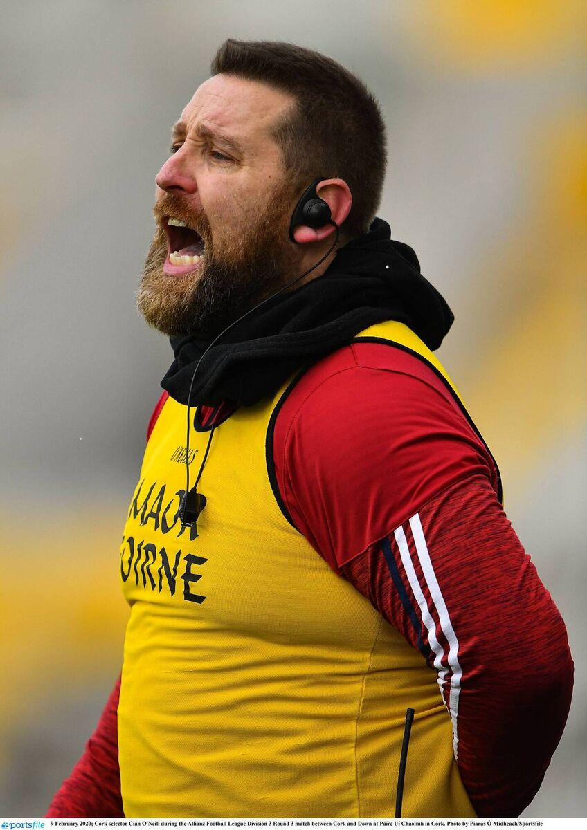 Cian O'Neill will be back in Cork colours on the sideline next season. Picture: Sportsfile Cian O'Neill will be back in Cork colours on the sideline next season. Picture: Sportsfile