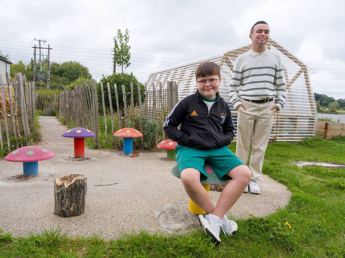Darragh and Robert spend time in the sensory garden 