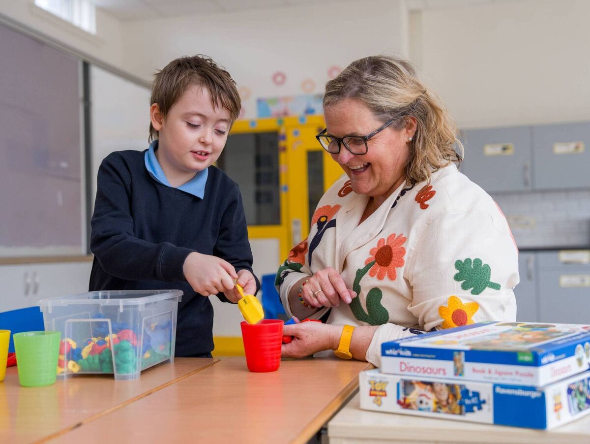 Student Oscar Rafferty and principal Michelle McHugh 