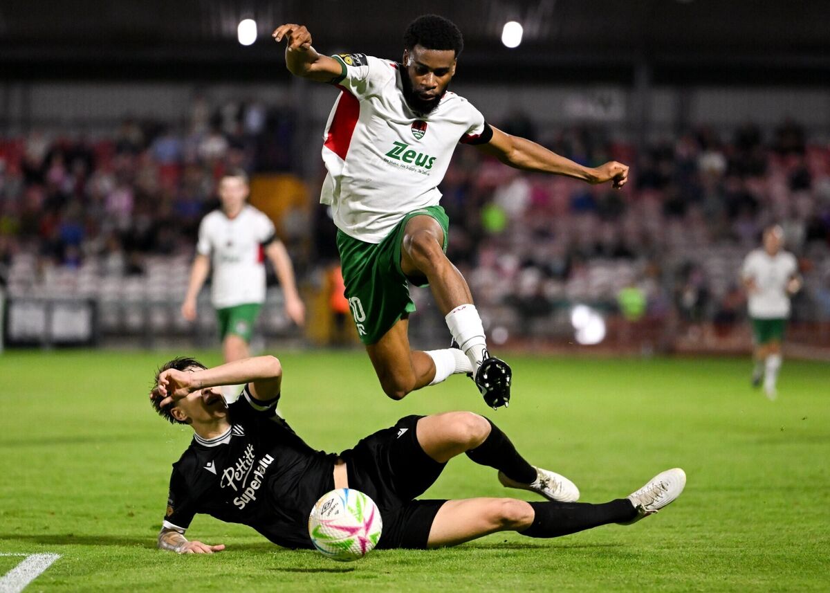 Hans Mpongo of Cork City is tackled by Ryan Butler of Wexford during the SSE Airtricity Men’s First Division match between Cork City and Wexford at Turner's Cross. Picture: Stephen McCarthy/Sportsfile Hans Mpongo of Cork City is tackled by Ryan Butler of Wexford during the SSE Airtricity Men’s First Division match between Cork City and Wexford at Turner's Cross. Picture: Stephen McCarthy/Sportsfile