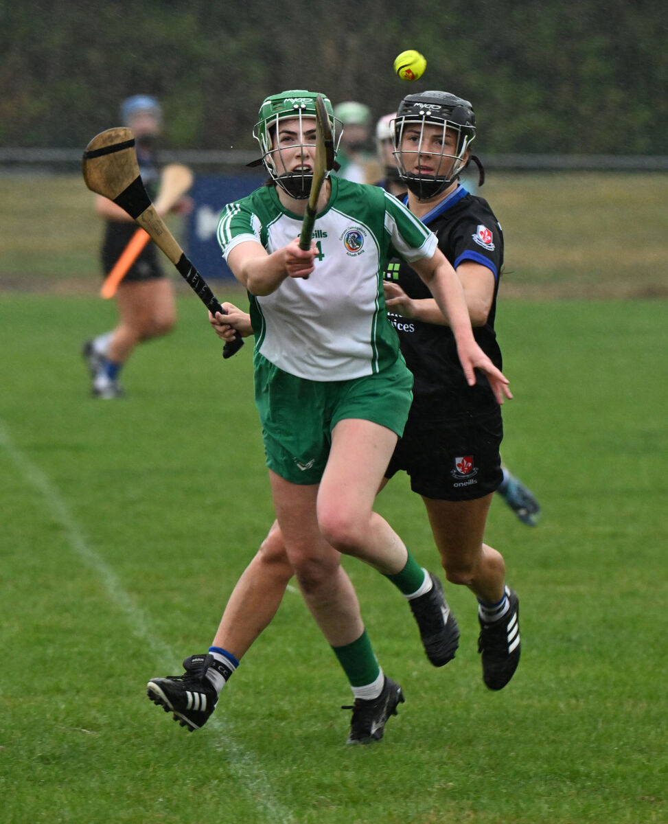Cliona Healy, Aghabullogue, gets to the sliotar ahead of Ava Fitzgerald, Sarsfields. Picture: Larry Cummins Cliona Healy, Aghabullogue, gets to the sliotar ahead of Ava Fitzgerald, Sarsfields. Picture: Larry Cummins