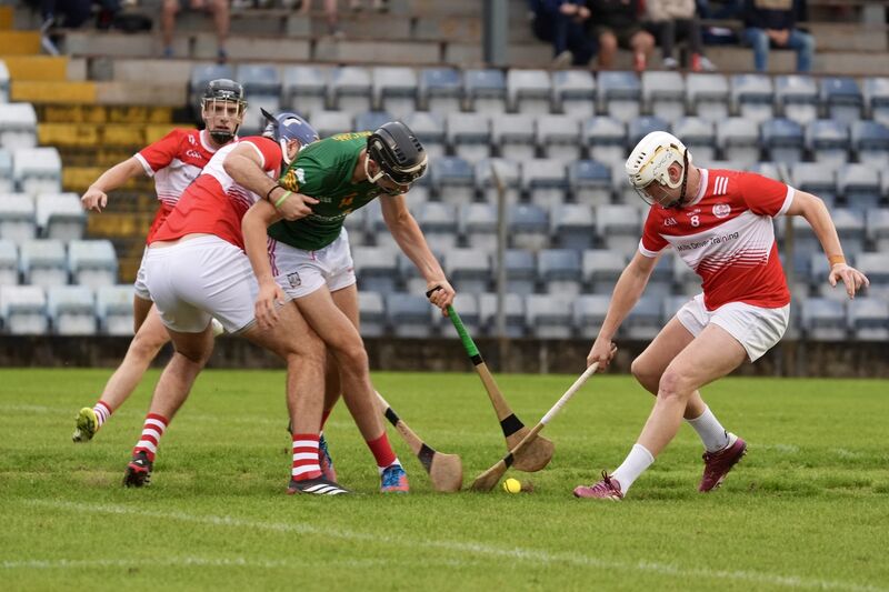 Imokilly’s Cillian O’Callaghan and Seandún’s Erin O’Sullivan contend for possession. Picture: Noel Sweeney Imokilly’s Cillian O’Callaghan and Seandún’s Erin O’Sullivan contend for possession. Picture: Noel Sweeney