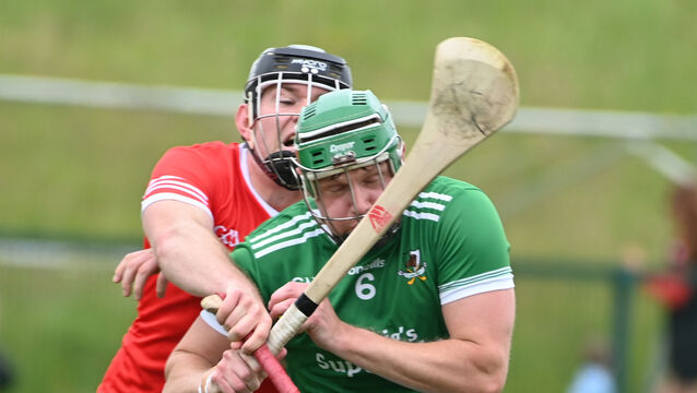 <p>Kanturk's Ryan Walsh bursting past Charleville's Conor Buckley during a Red FM SHL Division 1 game at Charleville. Picture: Eddie O'Hare</p>