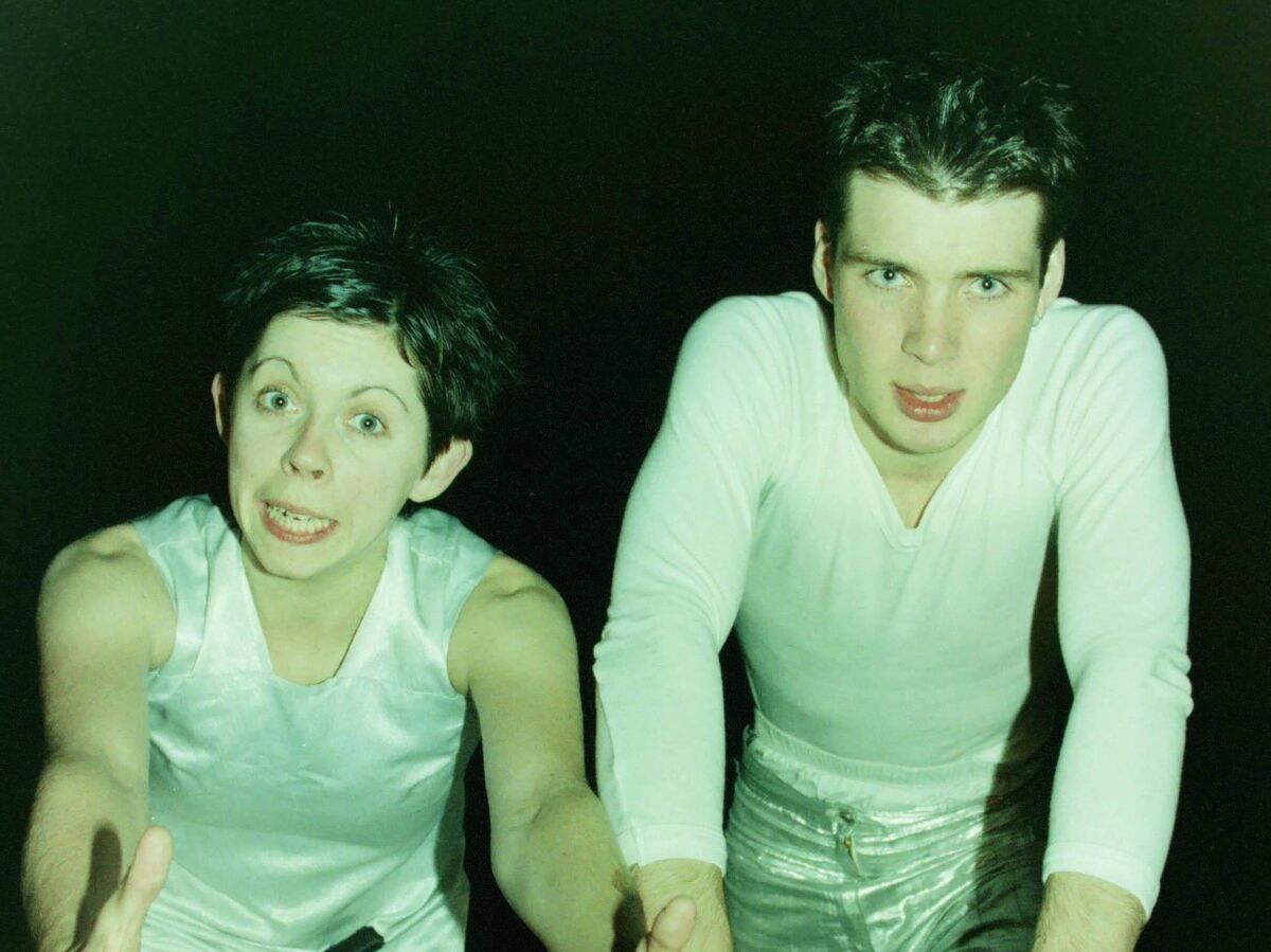 Cillian Murphy and Eileen Walsh in 1996 around the premiere run of Disco Pigs. Cillian Murphy and Eileen Walsh in 1996 around the premiere run of Disco Pigs.