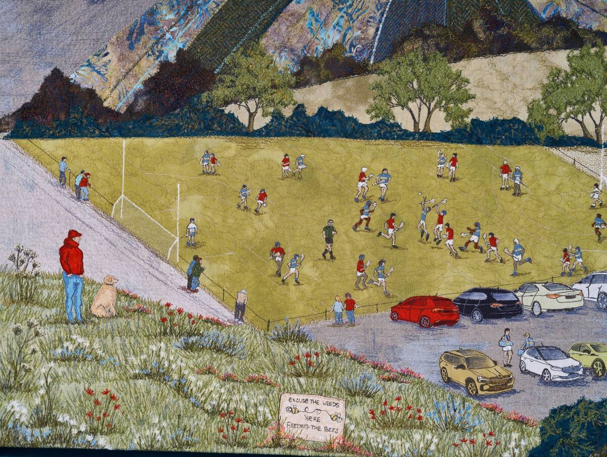 Hurlers on a pitch: all sorts of instantly recognisable scenes emerge across the tapestry. Hurlers on a pitch: all sorts of instantly recognisable scenes emerge across the tapestry.