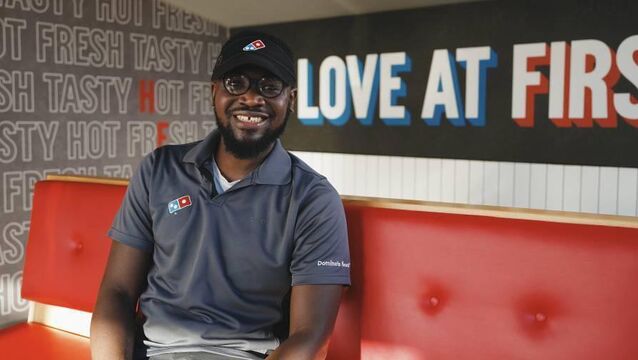 <p>Ola Azeez, who has risen up the ranks to be the Store Manager at Domino’s in Wilton, after finding he was far more suited to a people-focused career than life in a laboratory</p>