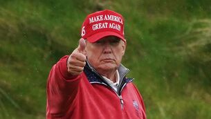 <p>U.S President Donald Trump at Trump International Golf Links &amp; Hotel in Doonbeg, Co. Clare, in 2023. He is set to visit it next week</p>