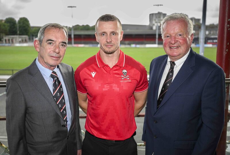 Manager David Moore with chairman Brian Lennox and president John McCarthy at the UCC Soccer National League Launch at the Mardyke. Picture: Doug Minihane Manager David Moore with chairman Brian Lennox and president John McCarthy at the UCC Soccer National League Launch at the Mardyke. Picture: Doug Minihane