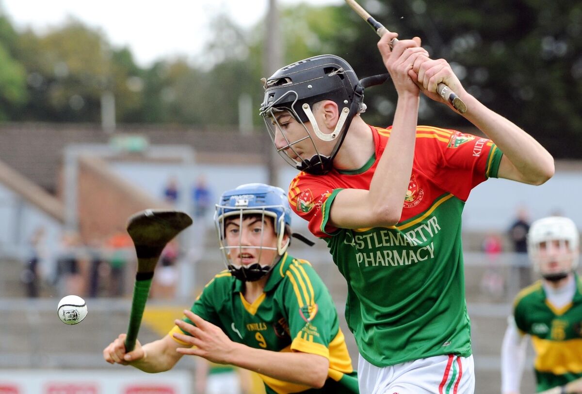 Kiltha Óg's Cillian O'Callaghan being challenged by Shandrum's Robert Troy in the Rebel Óg Premier 2 MHC final replay at Páirc Uí Rinn five years ago. Picture Denis Minihane. Kiltha Óg's Cillian O'Callaghan being challenged by Shandrum's Robert Troy in the Rebel Óg Premier 2 MHC final replay at Páirc Uí Rinn five years ago. Picture Denis Minihane.