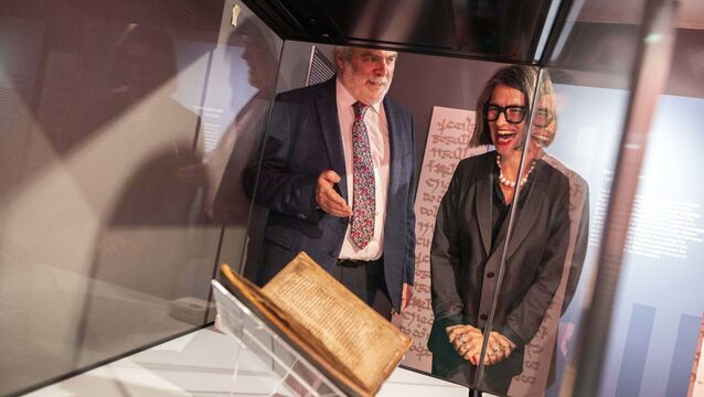 <p>Prof Pádraig Ó Macháin, Professor of Modern Irish, UCC with Liz Jolly university librarian looking at the manuscript. Picture: Clare Keogh</p> <p>Prof Pádraig Ó Macháin, Professor of Modern Irish, UCC with Liz Jolly university librarian looking at the manuscript. Picture: Clare Keogh</p>