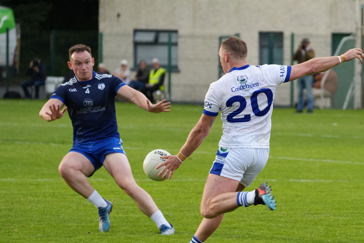 Castlehaven’s Brian Hurley shoots against Knocknagree. Picture: Noel Sweeney Castlehaven’s Brian Hurley shoots against Knocknagree. Picture: Noel Sweeney