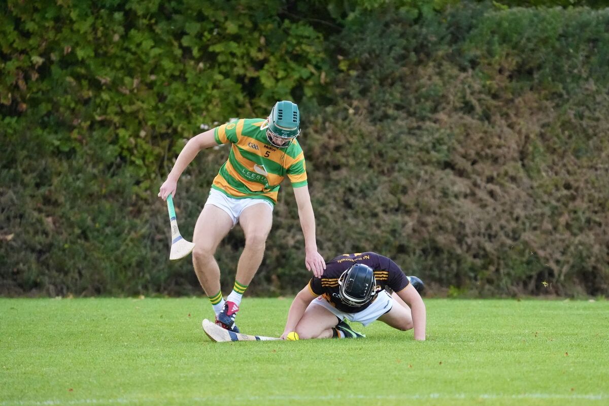 Blackrock’s Ollie Walsh challenges Na Piarsaigh’s Craig O’Sullivan. Picture: Noel Sweeney