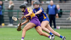<p>St Catherine's Laura Hayes in action against St Finbarr's Keeva McCarthy was in top form for her side in their win over Aghabullogue on Friday night. Picture: Jim Coughlan</p> <p>St Catherine's Laura Hayes in action against St Finbarr's Keeva McCarthy was in top form for her side in their win over Aghabullogue on Friday night. Picture: Jim Coughlan</p>