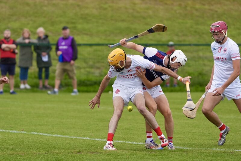 Blarney’s Cathal Hegarty and Watergrasshill’s Dylan McCarthy battle for possession. Picture: Noel Sweeney