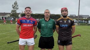 <p>Erin's Own captain Cormac Dooley and Fermoy captain Peter Murphy with referee Brendan Barry Murphy. Picture: Amy Allen.</p> <p>Erin's Own captain Cormac Dooley and Fermoy captain Peter Murphy with referee Brendan Barry Murphy. Picture: Amy Allen.</p>