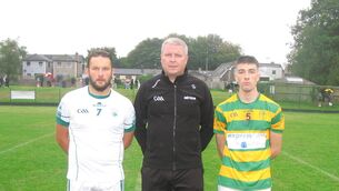 <p>Referee Cormac Dineen accompanied by Anthony Harte (St Vincent's) and Jack O'Sullivan (Blackrock) at Ballinlough. </p> <p>Referee Cormac Dineen accompanied by Anthony Harte (St Vincent's) and Jack O'Sullivan (Blackrock) at Ballinlough. </p>