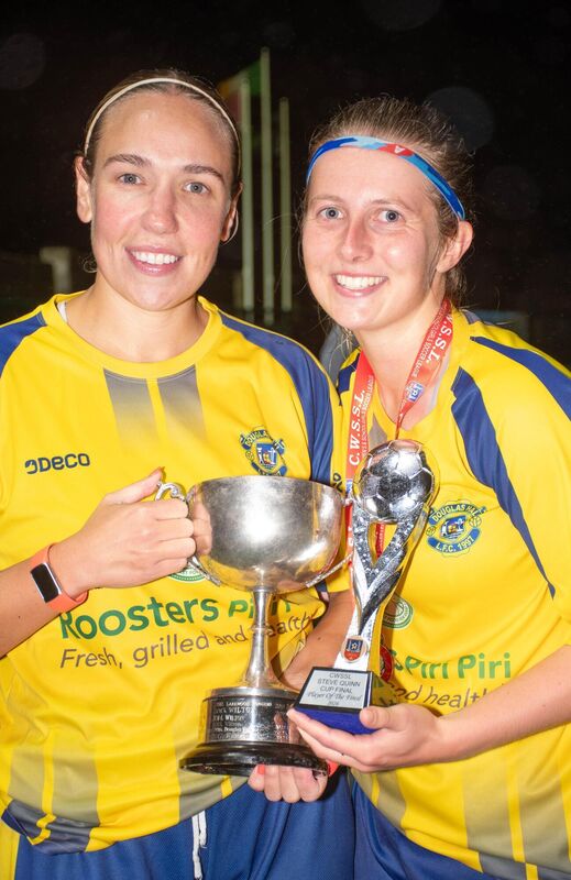 Douglas Hall captain Emma McCarthy and Player of the Match Rebekah Grant seen after the CWSSL Steve Quinn Cup Final. Picture: Howard Crowdy Douglas Hall captain Emma McCarthy and Player of the Match Rebekah Grant seen after the CWSSL Steve Quinn Cup Final. Picture: Howard Crowdy