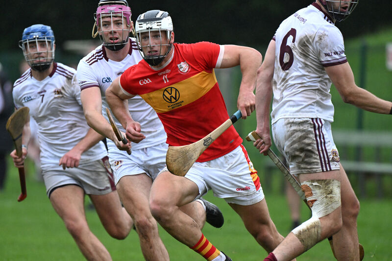  A determined Colm O'Callaghan, Eire Og looks to find a way through the Bishopstown defence in the Co-Op Superstores Cork County Premier Intermediate Hurling Championship (Group 1) Round 3 game; Bishopstown vs Eire Og at Blarney. Picture: Larry Cummins