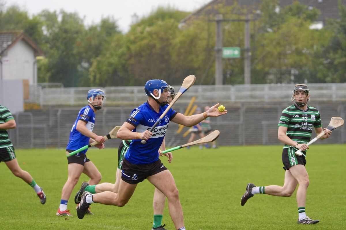 Sarsfields' Paul Leopold holds possession. Picture: Noel Sweeney Sarsfields' Paul Leopold holds possession. Picture: Noel Sweeney