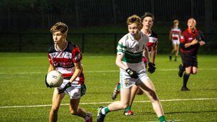 <p>Ballincollig’s Will Twomey looks for support against Macroom. Picture: Chani Anderson</p> <p>Ballincollig’s Will Twomey looks for support against Macroom. Picture: Chani Anderson</p>