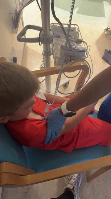 A mother has expressed concern after her five year old son picked up a syringe containing heroin and blood near a playground at The Lough in Cork city. Pictured is Ben Millar at CUH. Photo via Cork's 96FM 
