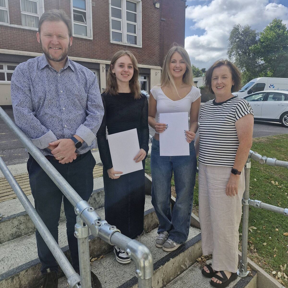 Leaving Certificate Results 2026, St Patrick' College students with Principal, Brian Cronin, and Deputy Principal, Nuala Falvey. 