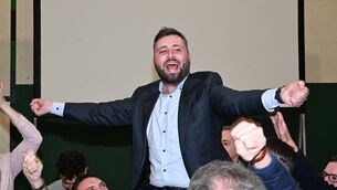 <p>Eoghan Kenny celebrates winning a seat for Cork North Central at the 2024 General Election. He went public about his epilepsy shortly before polling day.  Picture Chani Anderson</p>