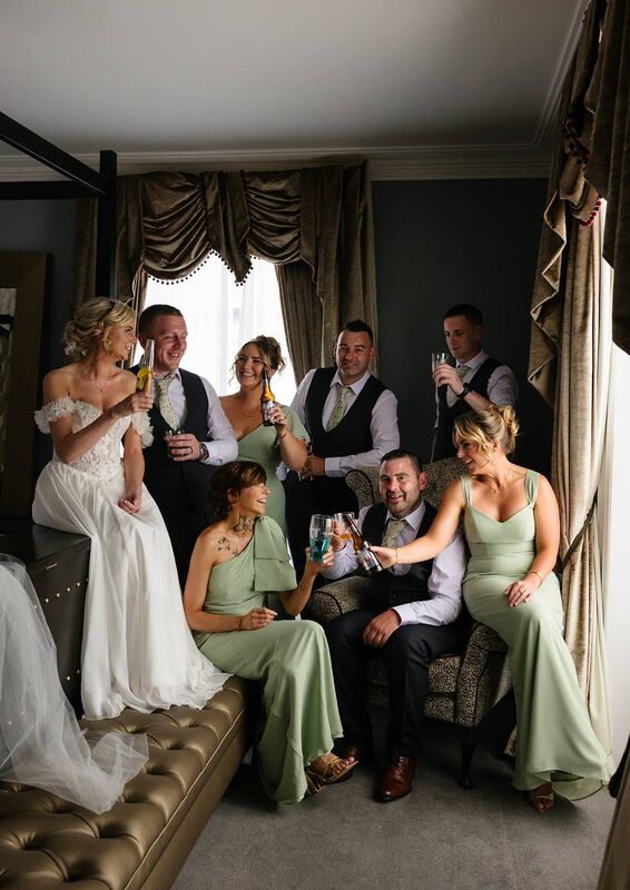 The couple were supported on the day by their bridesmaids and groomsmen. The couple were supported on the day by their bridesmaids and groomsmen.