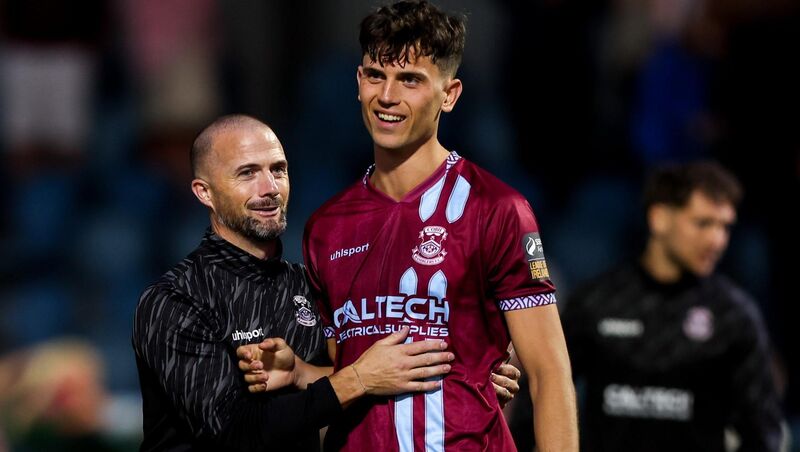 Jonas Stjernberg of Cobh Ramblers with manager Fran Rockett. Picture: Michael P Ryan/Sportsfile Jonas Stjernberg of Cobh Ramblers with manager Fran Rockett. Picture: Michael P Ryan/Sportsfile