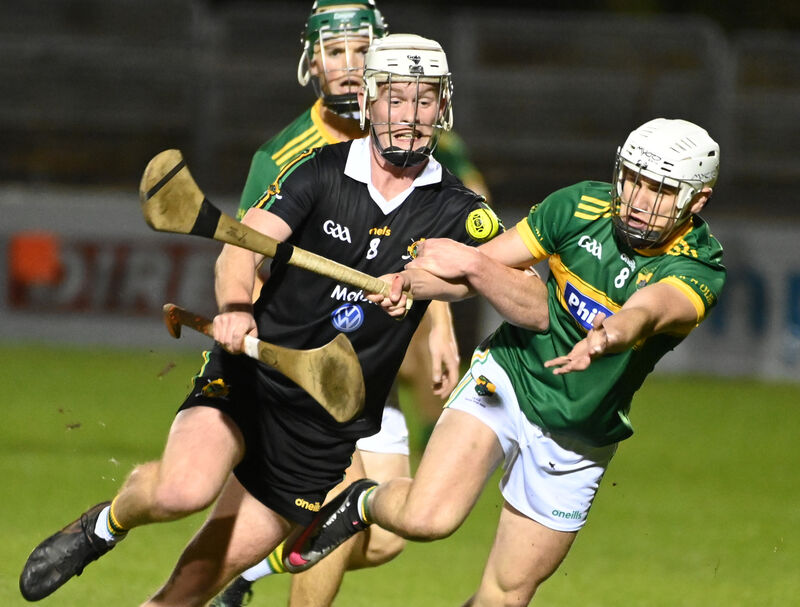Glen Rovers' Fiachra O'Driscoll and Cloughduv's Mark Walsh tussle for the sliotar. Picture: Eddie O'Hare