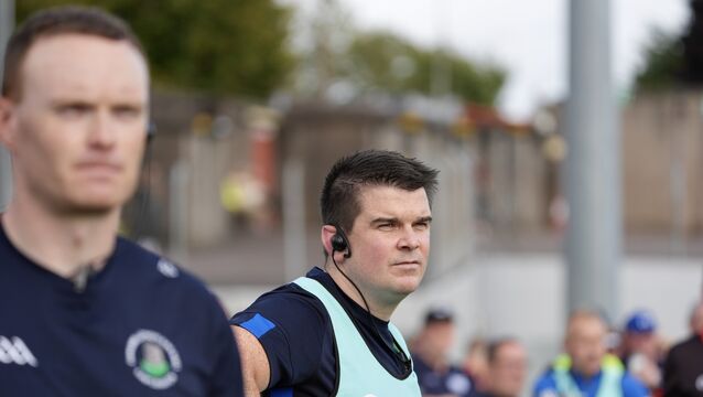 <p>Castlehaven manager Seanie Cahalane, on the right, against Knocknagree. Picture: Noel Sweeney</p>