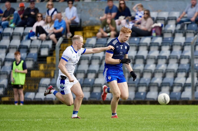 Castlehaven’s Cathal Maguire tried to stop Michael McSweeney of Knocknagree. Picture: Noel Sweeney Castlehaven’s Cathal Maguire tried to stop Michael McSweeney of Knocknagree. Picture: Noel Sweeney