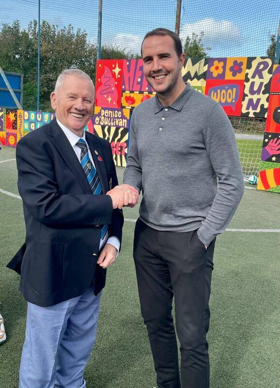 Douglas Hall honorary president Dinny Carroll with former Manchester United and Republic of Ireland defender John O'Shea at the Cadbury's event at Moneygourney Douglas Hall honorary president Dinny Carroll with former Manchester United and Republic of Ireland defender John O'Shea at the Cadbury's event at Moneygourney