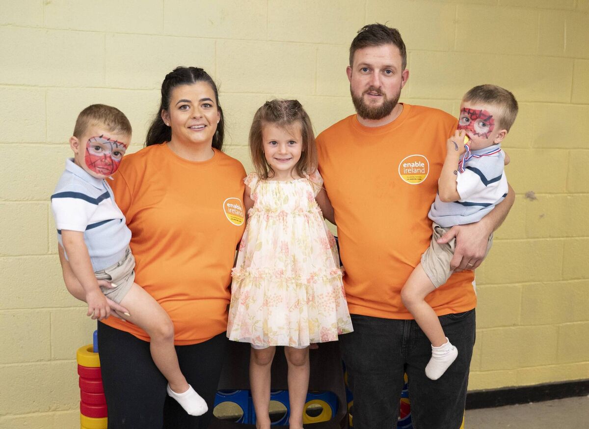 Jenny and Gary Morrissey, Togher, Cork, pictured with their children Daisy (7) and 3-year-old twins Alfie and Theo at St Finbarr's GAA Club at a Family Fun Day they organised in support of Enable Ireland Cork Services. Picture: Gerard McCarthy Jenny and Gary Morrissey, Togher, Cork, pictured with their children Daisy (7) and 3-year-old twins Alfie and Theo at St Finbarr's GAA Club at a Family Fun Day they organised in support of Enable Ireland Cork Services. Picture: Gerard McCarthy