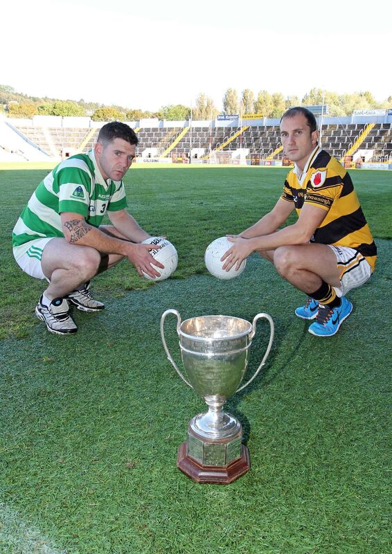 Noel O'Donovan, Valley Rovers, and Cian O'Mahony, Na Piarsaigh, ahead of the PIFC final in 2014. Picture: Jim Coughlan Noel O'Donovan, Valley Rovers, and Cian O'Mahony, Na Piarsaigh, ahead of the PIFC final in 2014. Picture: Jim Coughlan