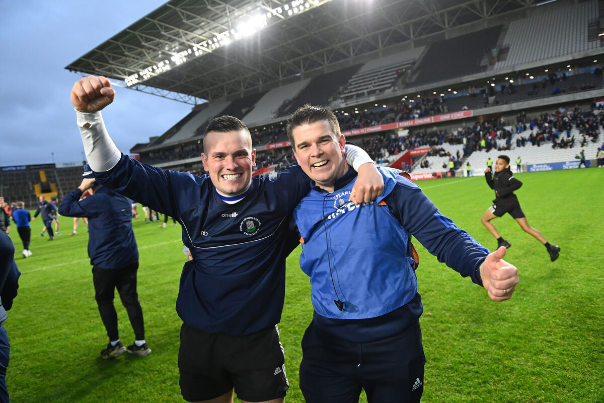 Ryan Deasy and manager Seanie Cahalane celebrate Castlehaven's win over Nemo Rangers in 2024. Picture: Larry Cummins Ryan Deasy and manager Seanie Cahalane celebrate Castlehaven's win over Nemo Rangers in 2024. Picture: Larry Cummins
